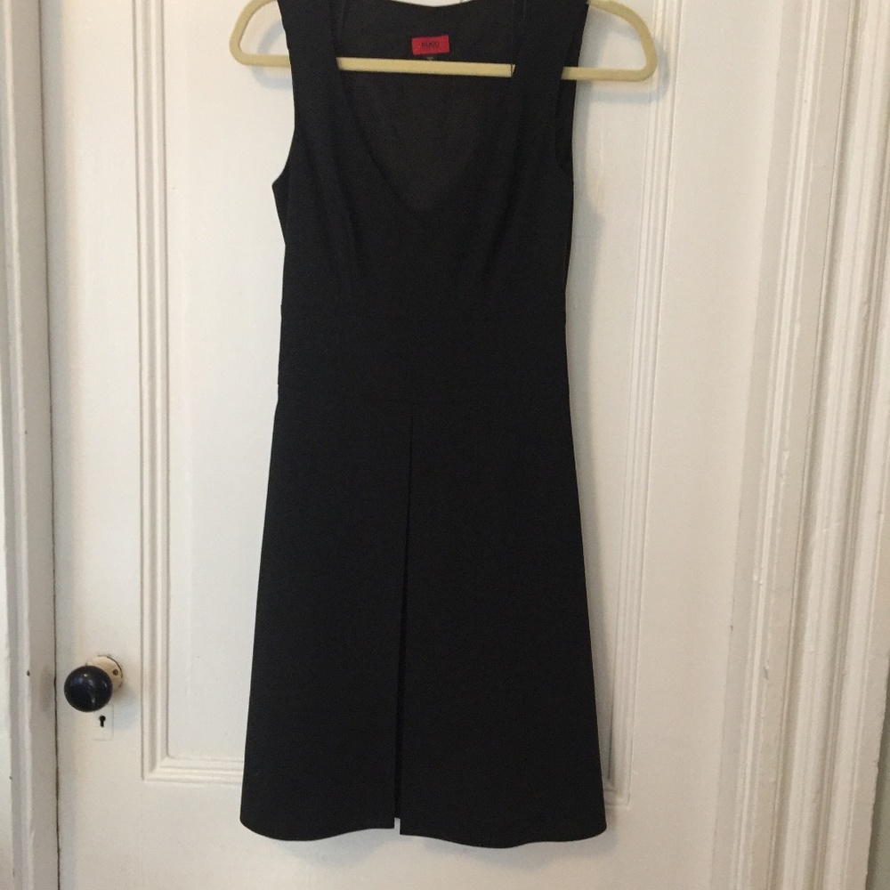Hugo Hugo Boss Black Stretch Wool Work Dress Sz 2